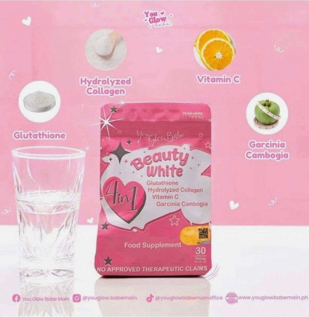 You Glow Babe BEAUTY WHITE Glutathione Capsules, Japan Formula 30 count