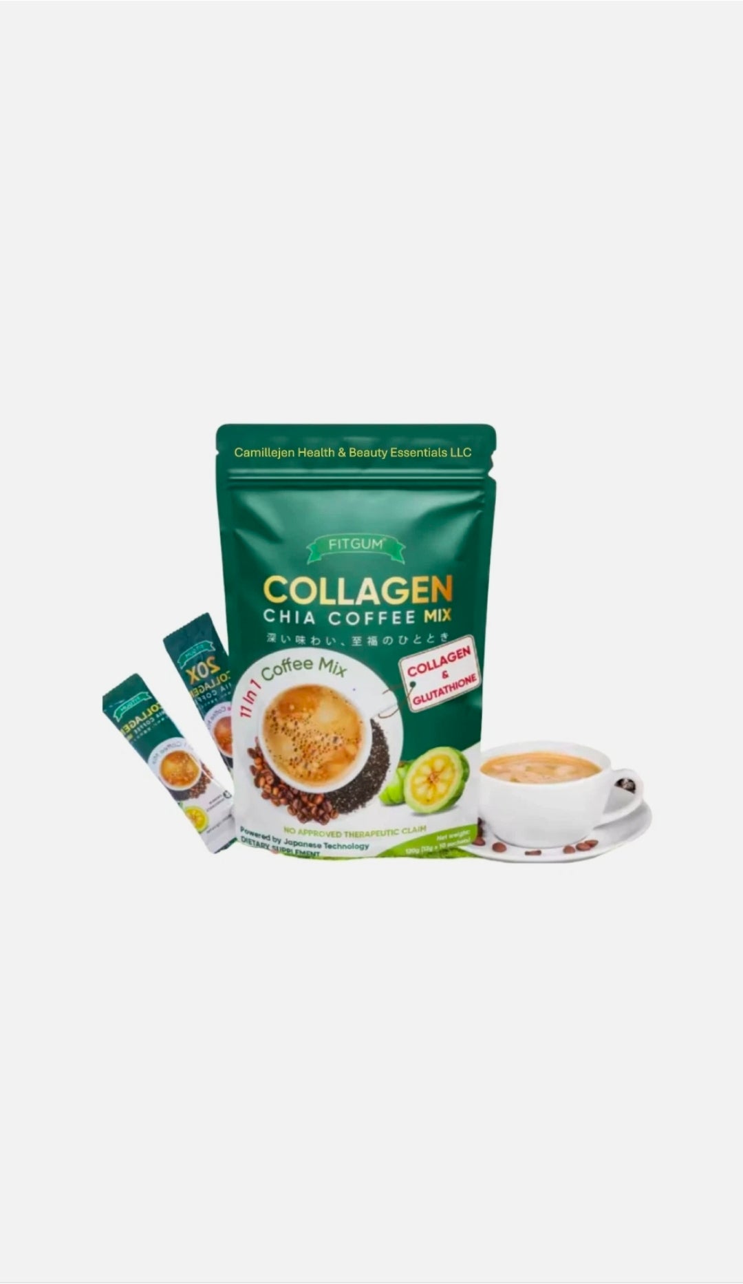 FITGUM Collagen Chia Coffee 10 Sachets / 11 in 1 Ingredient Coffee Mix