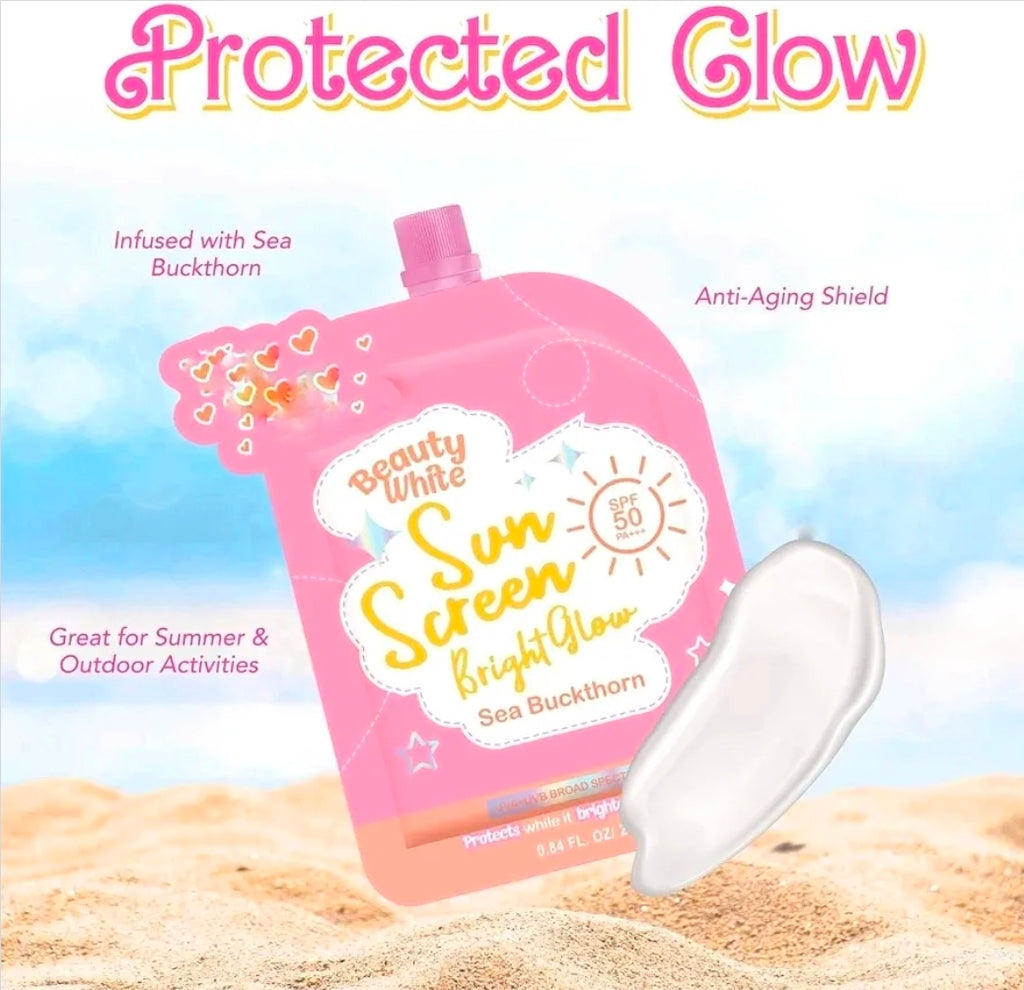 YGB Beauty White Sunscreen Bright Glow with Sea Buckthorn SPF 50 PA+++ (Twin Pack 25g each)