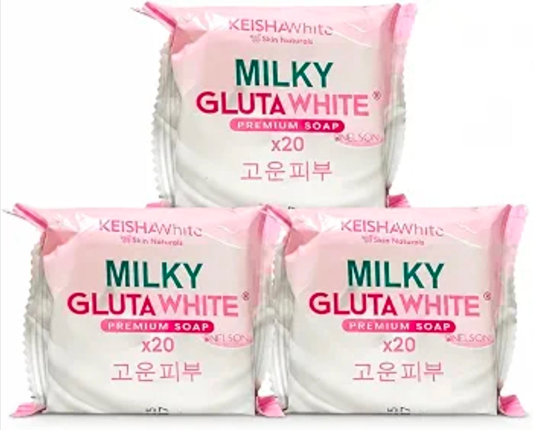 KEISHA White Skin Naturals Milky GlutaWhite Premium Soap 70g x 3 Bars