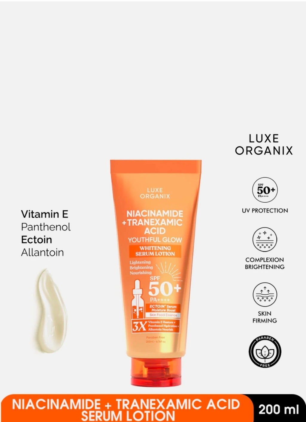 Luxe Organix Niacinamide + Tranexamic Acid Youthful Glow Whitening Serum Lotion