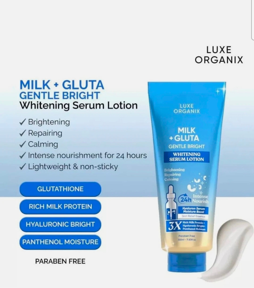 Luxe Organix Milk + Gluta Gentle Bright Whitening Serum Lotion 350ml