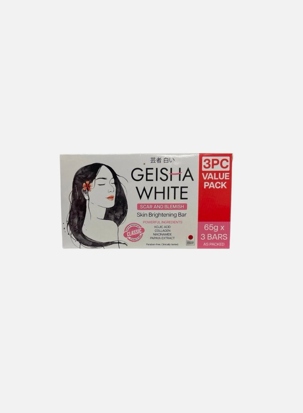 Geisha White - Scar and Blemish - Skin Brightening Bar - CLASSIC 3 x 65g