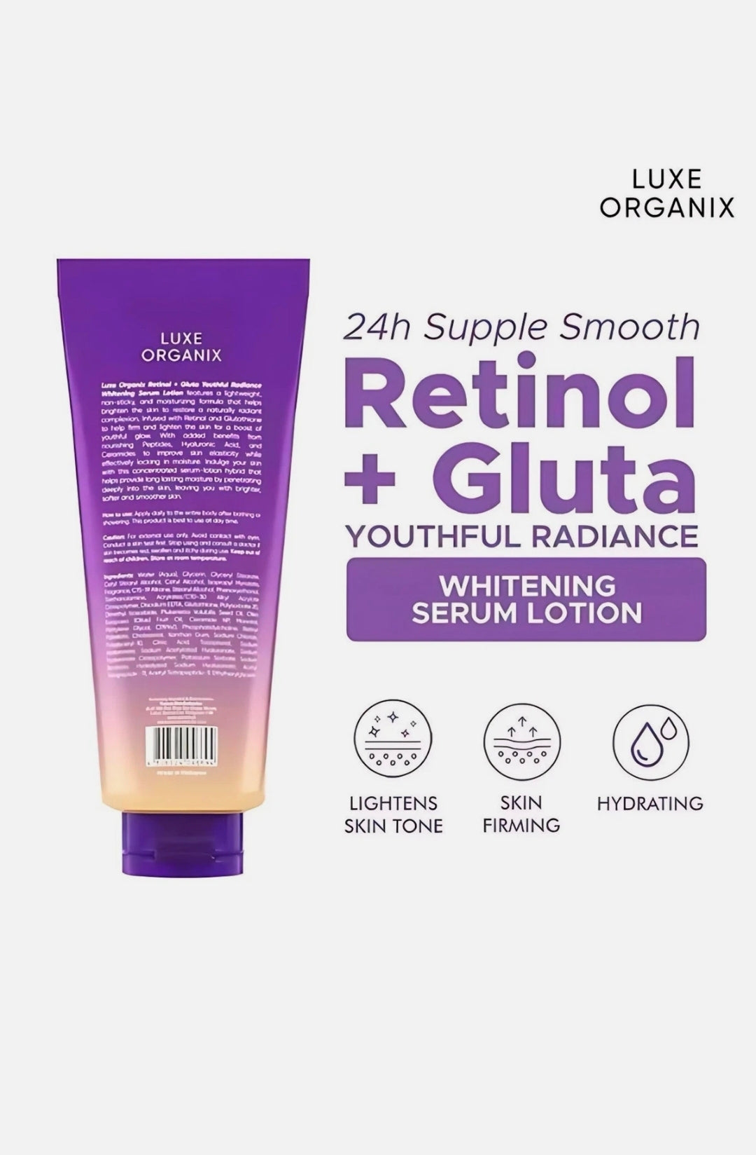 Luxe Organix Retinol + Gluta Youthful Radiance Whitening Serum Lotion