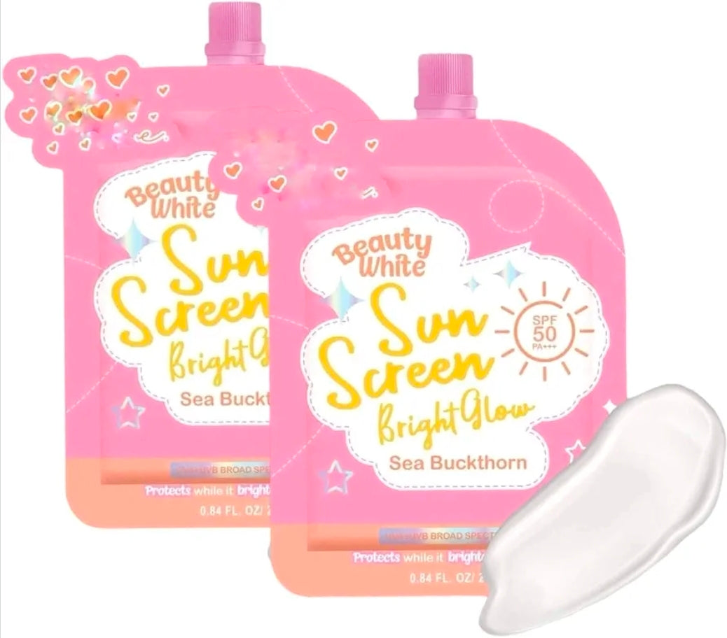 YGB Beauty White Sunscreen Bright Glow with Sea Buckthorn SPF 50 PA+++ (Twin Pack 25g each)