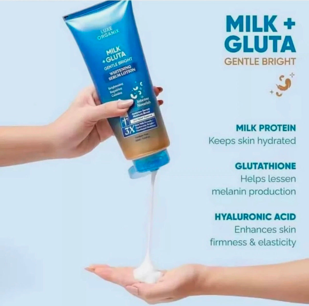 Luxe Organix Milk + Gluta Gentle Bright Whitening Serum Lotion 350ml