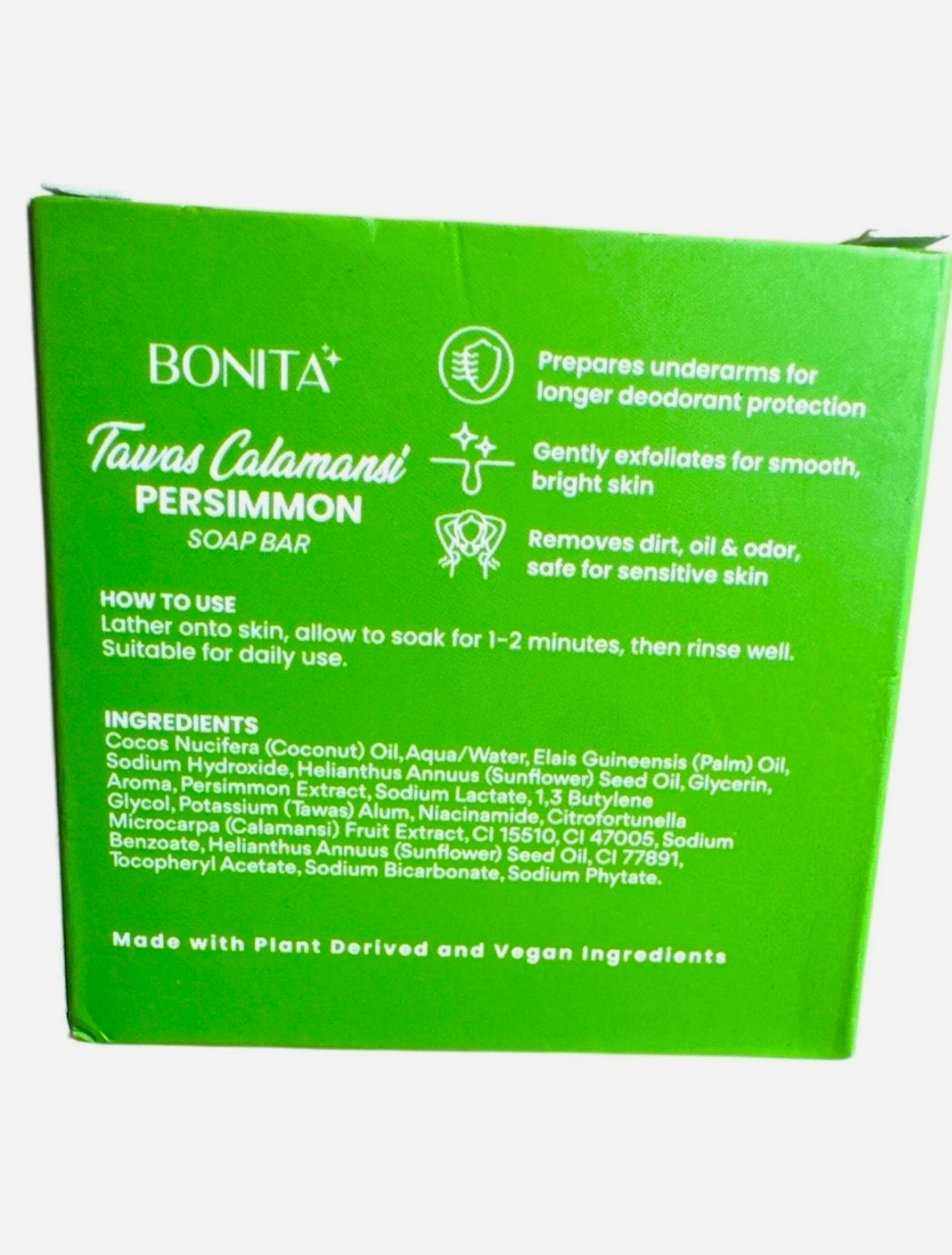 Bonita Tawas Calamansi Soap W/Persimmon For Face & Body Bar Soap 80g( pack of 2)