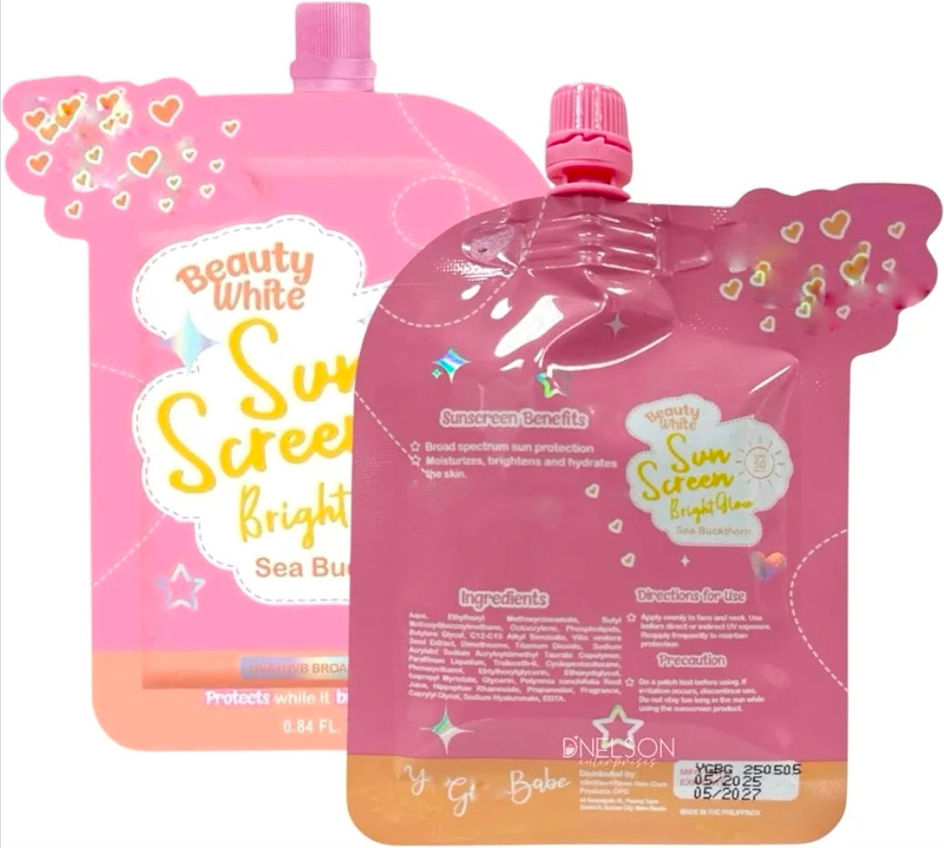YGB Beauty White Sunscreen Bright Glow with Sea Buckthorn SPF 50 PA+++ (Twin Pack 25g each)