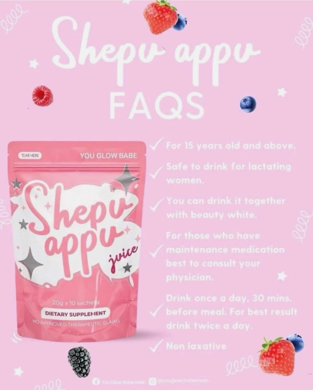 You Glow Babe - SHEPU APPU Juice Powder Mix (10 Sachets) 15g Each