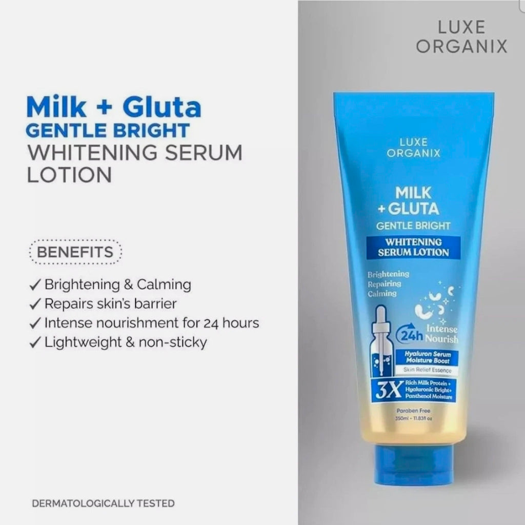 Luxe Organix Milk + Gluta Gentle Bright Whitening Serum Lotion 350ml